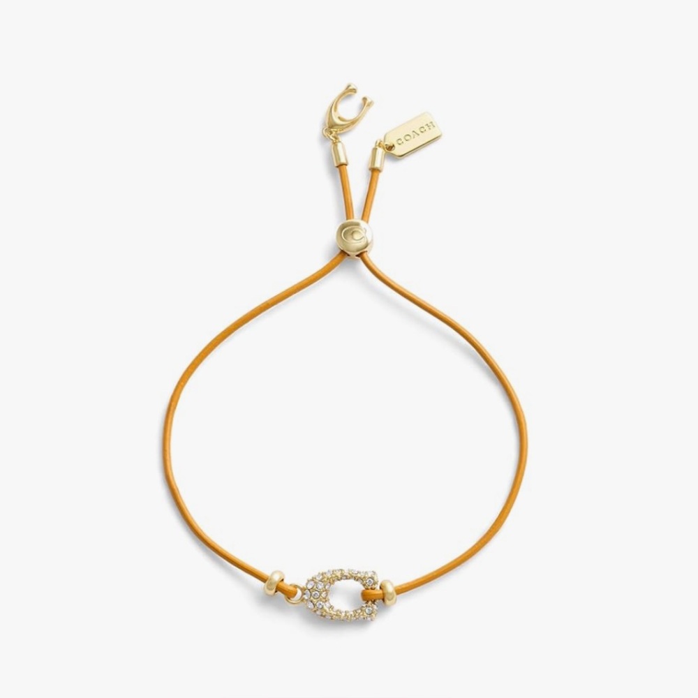 NWT COACH Womens Signature Pavé C Leather Slider Bracelet